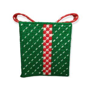 Vintage Handmade Plastic Canvas  & Yarn Christmas Present Tissue Cover